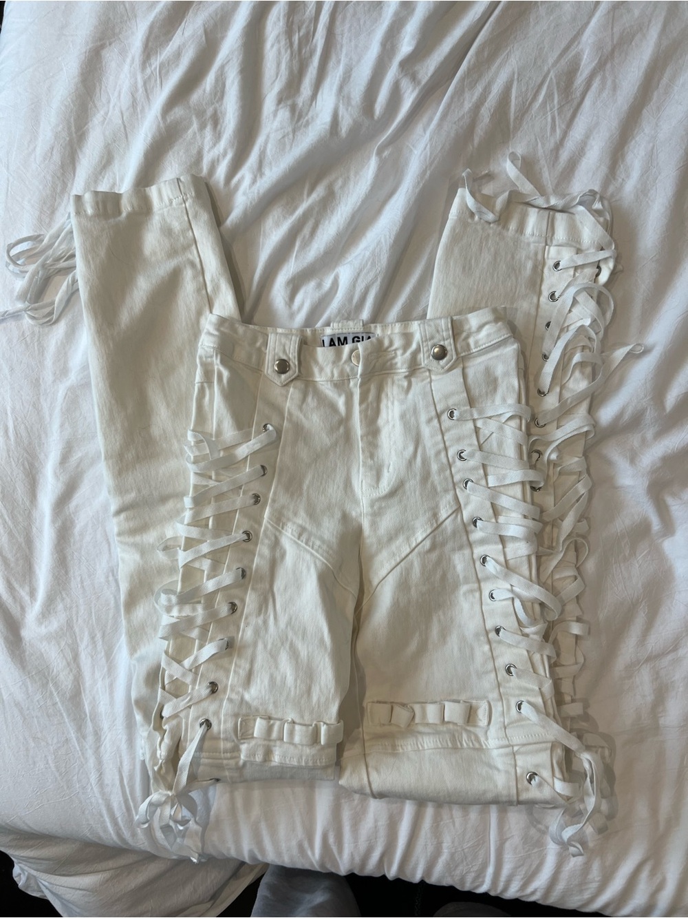 I.AM.GIA White Lace Up Holly Jeans